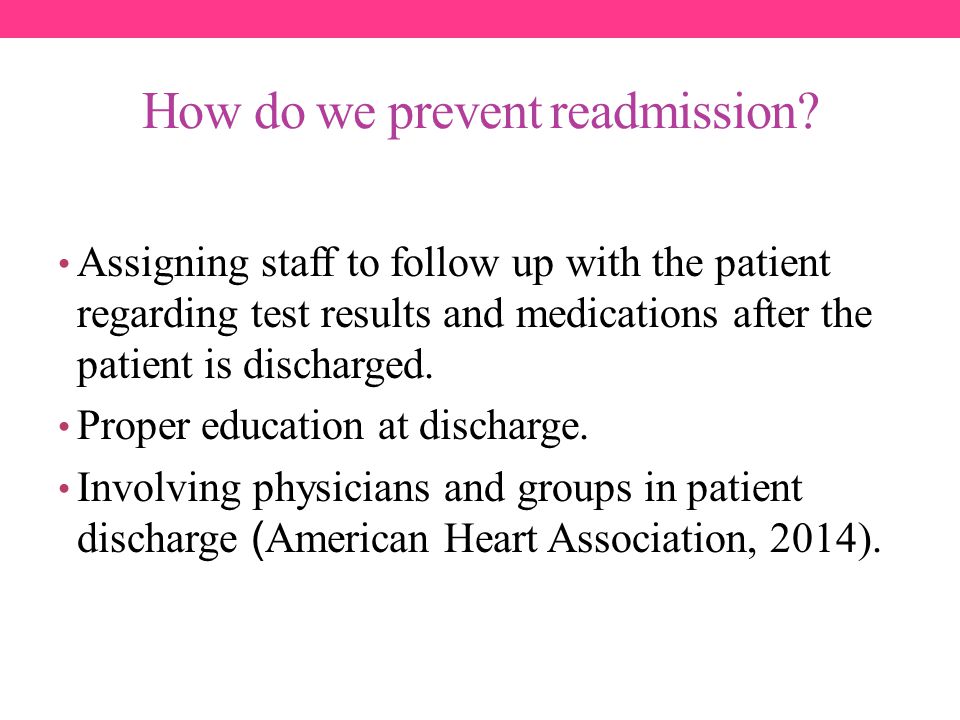 How do we prevent readmission.