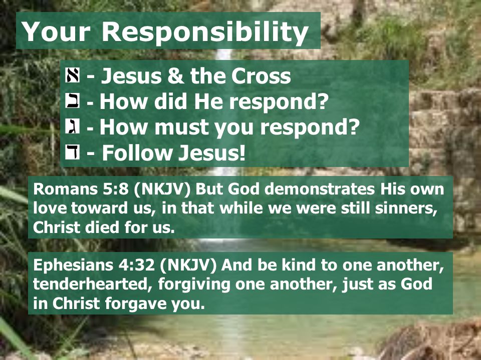 Your Responsibility - Jesus & the Cross - How did He respond.