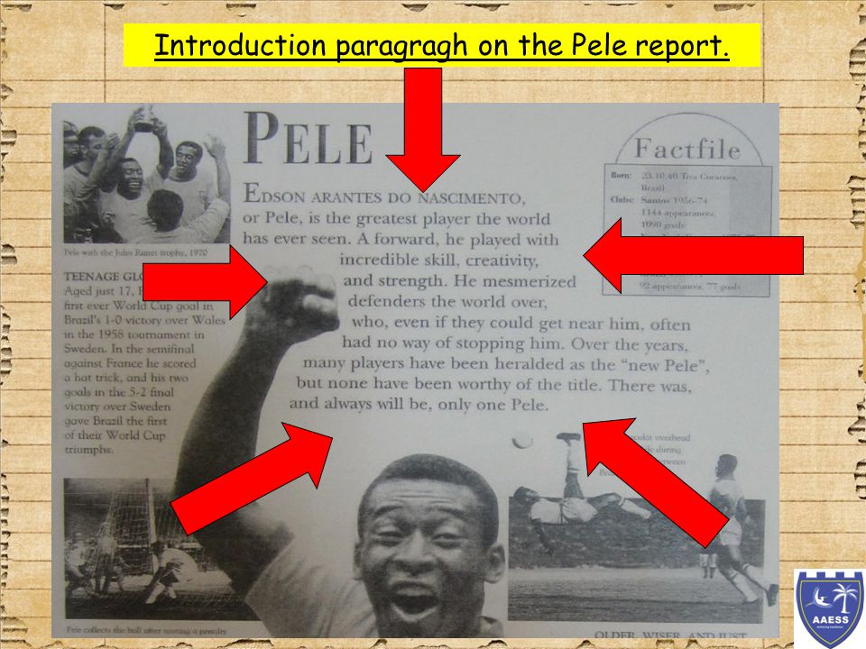 Title of the Report Introduction to the Report Sub Heading Paragraph Pictures Text Boxes