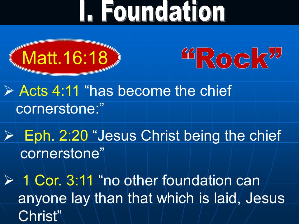 Matt.16:18  Acts 4:11 has become the chief cornerstone:  Eph.