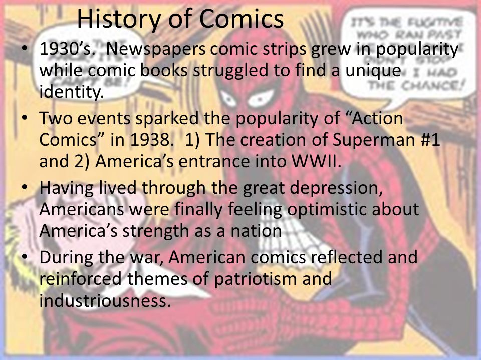History of Comics 1930’s.
