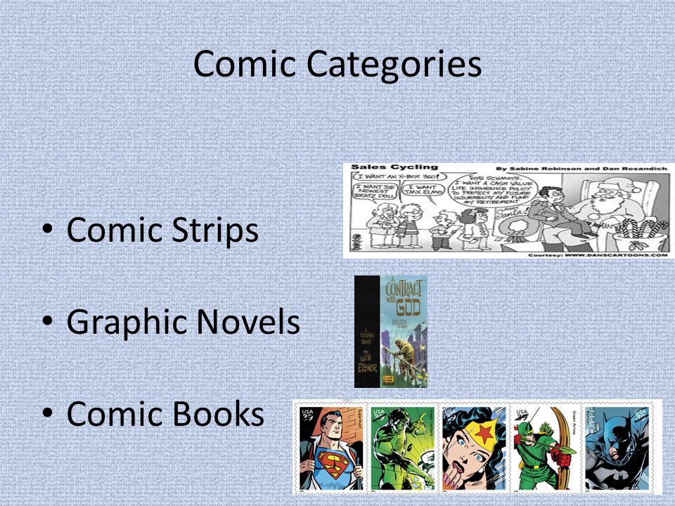 Comic Categories Comic Strips Graphic Novels Comic Books