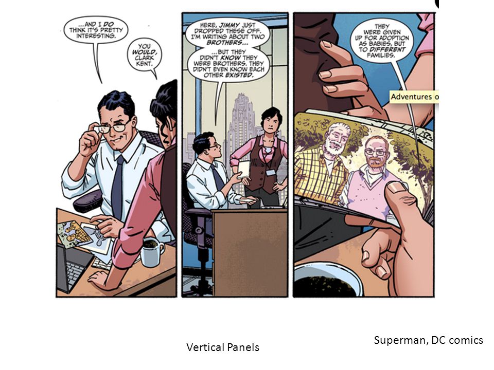 Vertical Panels Superman, DC comics