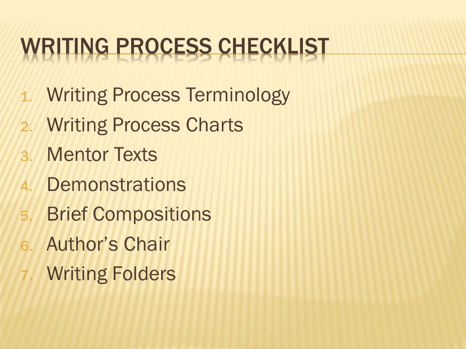 1. Writing Process Terminology 2. Writing Process Charts 3.