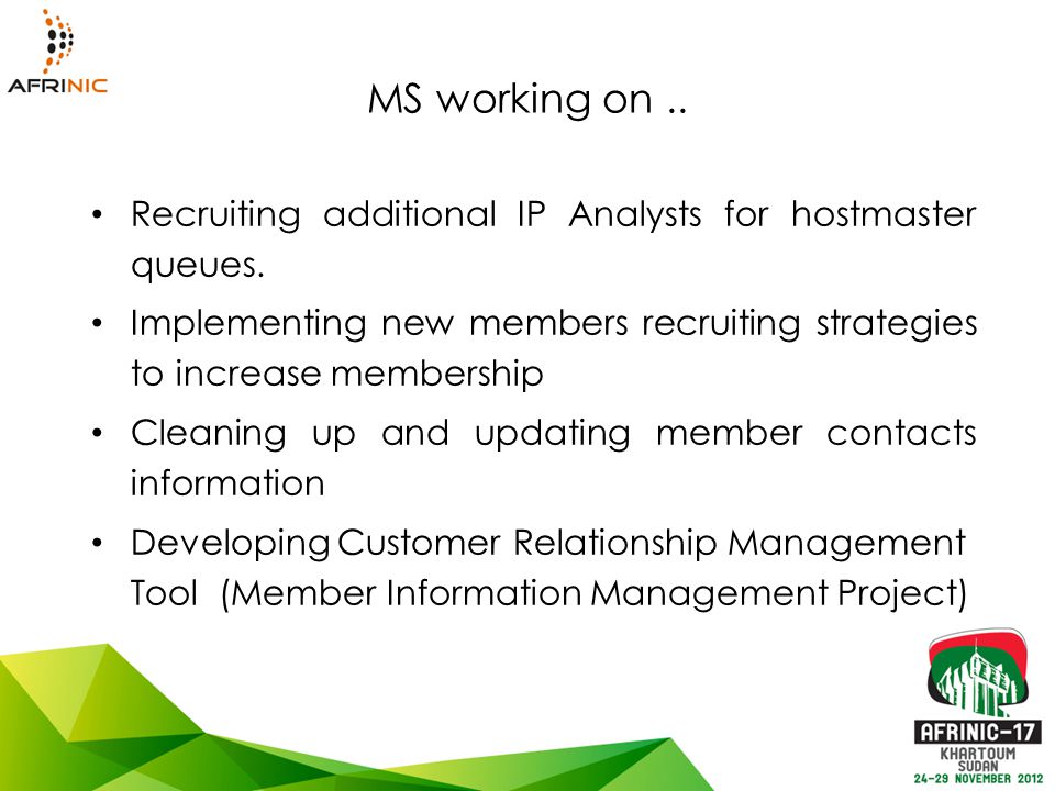 MS working on.. Recruiting additional IP Analysts for hostmaster queues.