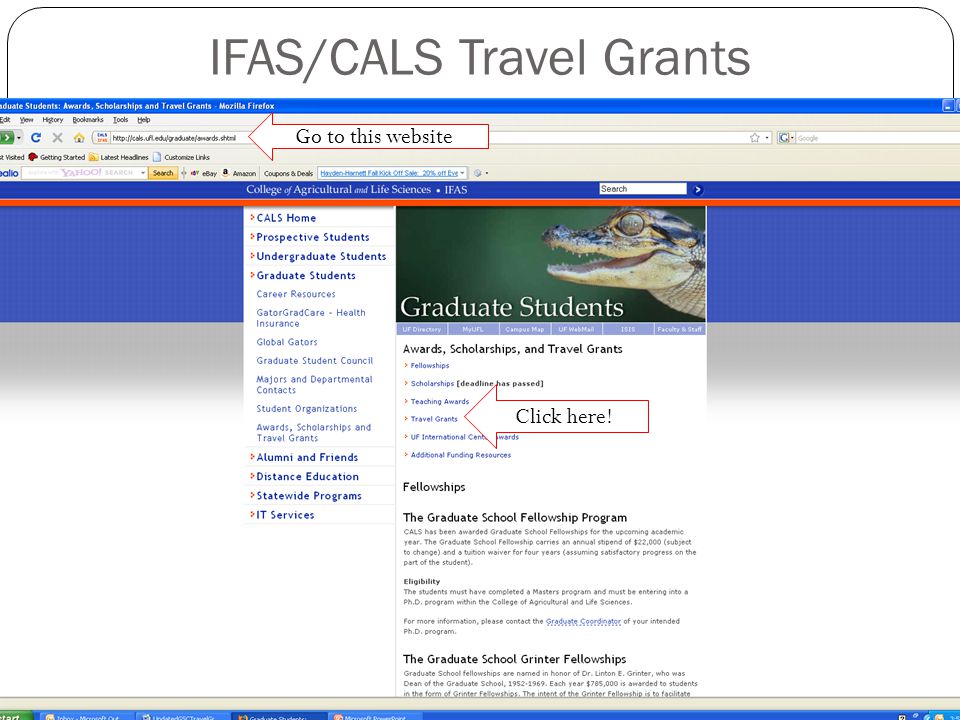 IFAS/CALS Travel Grants Go to this website Click here!