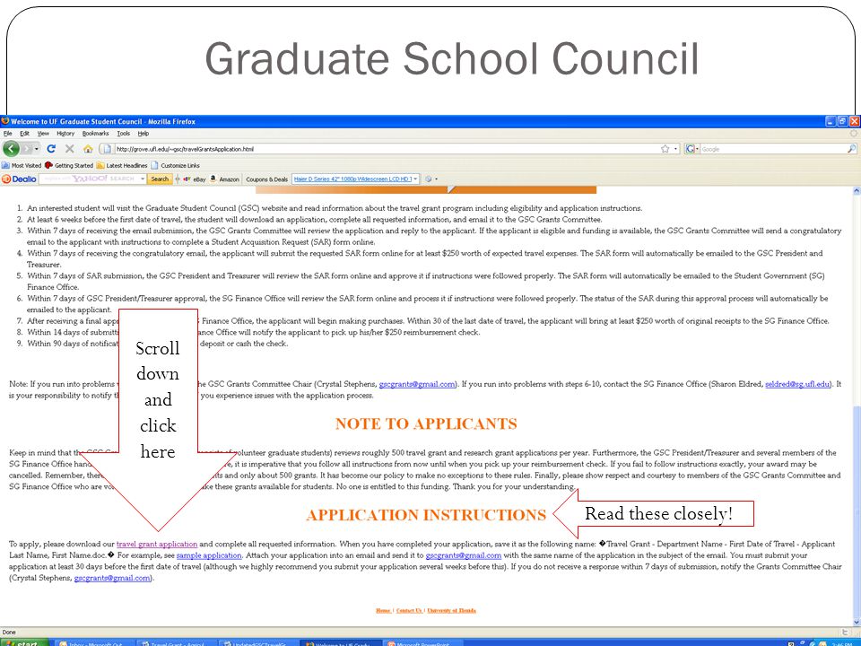 Scroll down and click here Read these closely! Graduate School Council