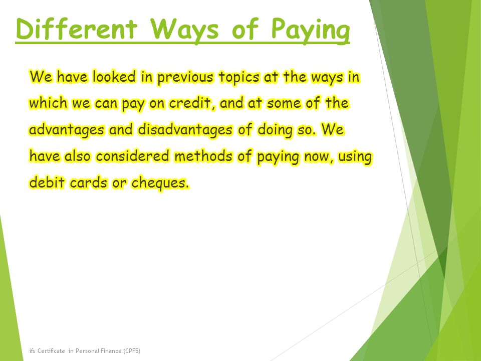 Different Ways of Paying ifs Certificate in Personal Finance (CPF5)