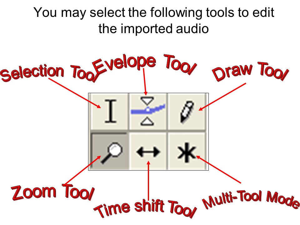 You may select the following tools to edit the imported audio