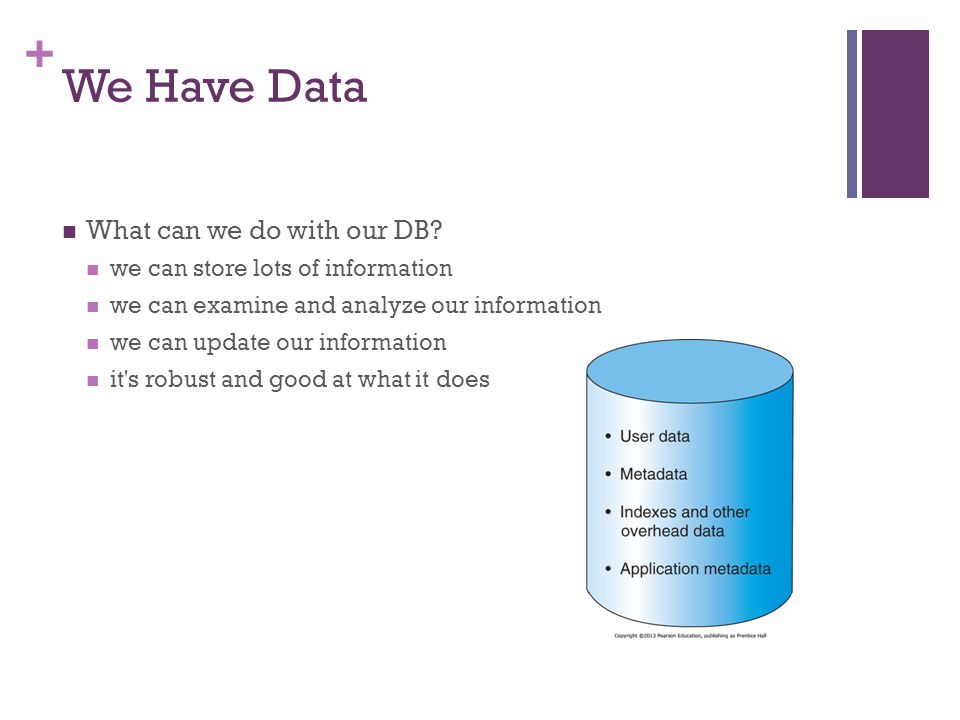 + We Have Data What can we do with our DB.
