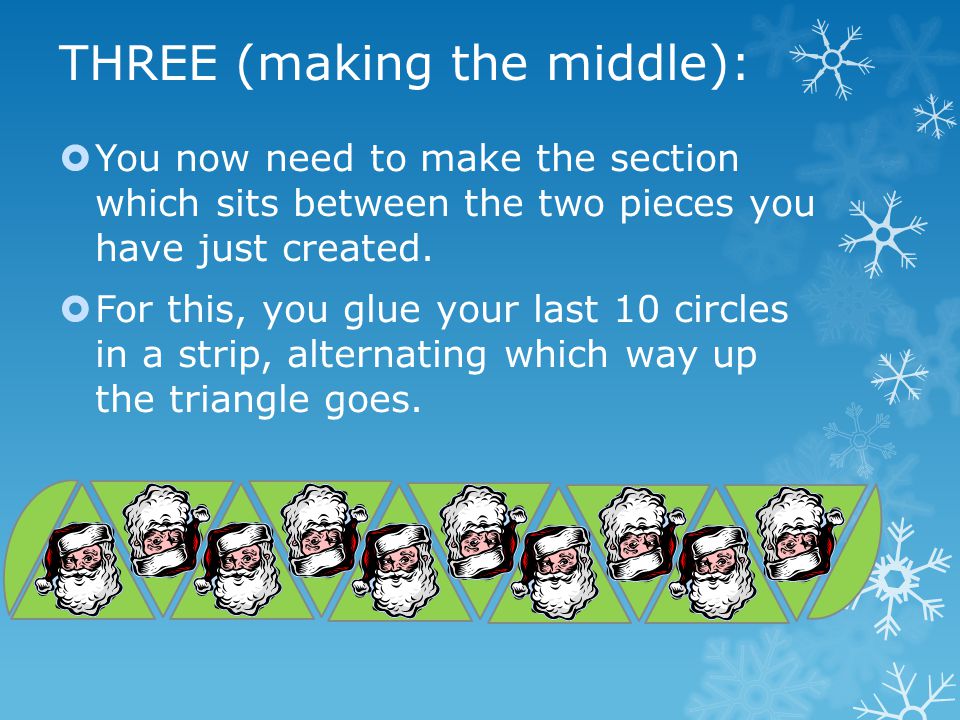 THREE (making the middle):  You now need to make the section which sits between the two pieces you have just created.