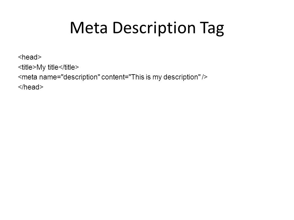 Meta Description Tag My title