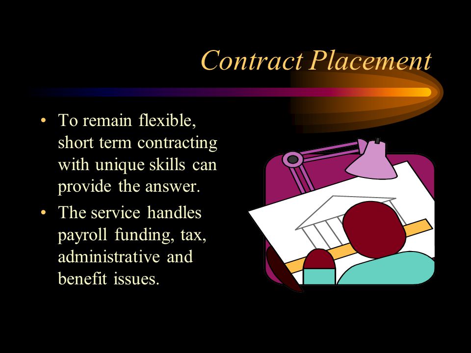 Contract Placement To remain flexible, short term contracting with unique skills can provide the answer.