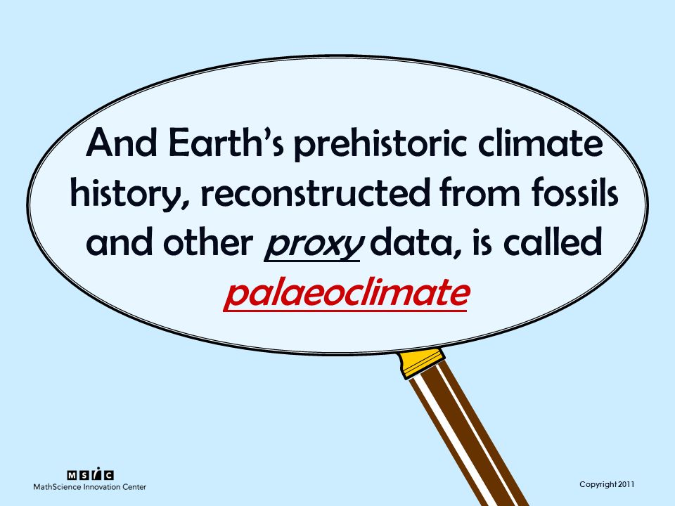 Copyright 2011 And Earth’s prehistoric climate history, reconstructed from fossils and other proxy data, is called palaeoclimate