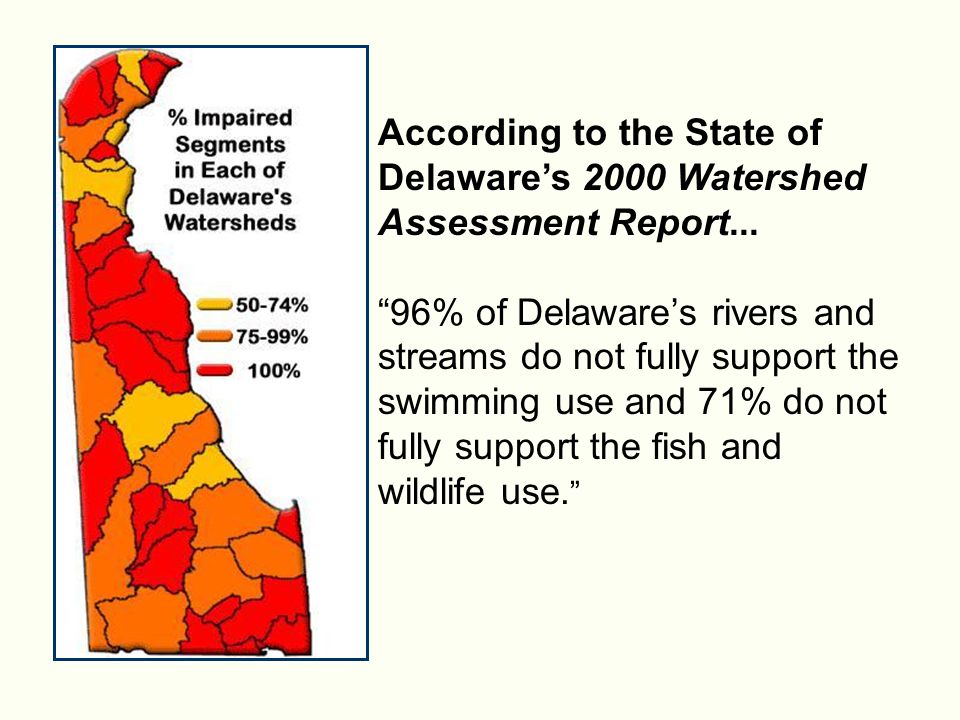 According to the State of Delaware’s 2000 Watershed Assessment Report...