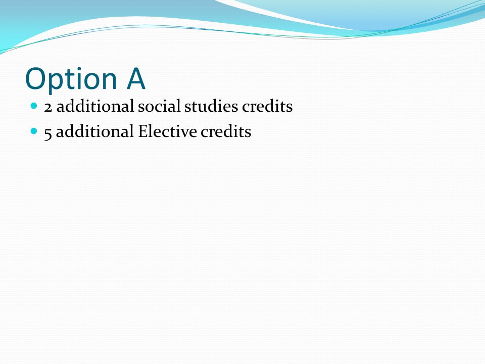 Requirements 19 Required core credits 7 Elective credits 26 or more total credits 5 Options