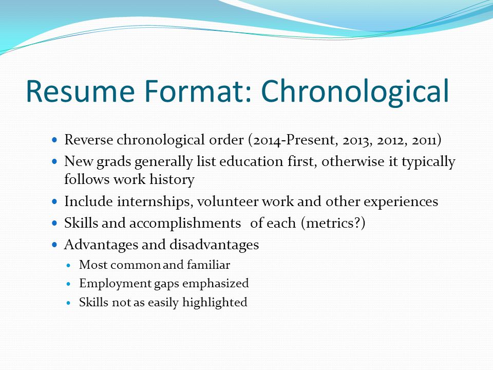 most common resume format