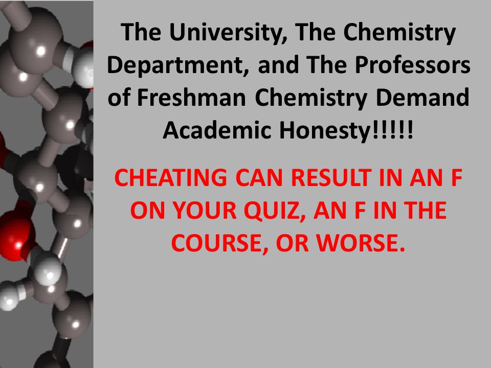 The University, The Chemistry Department, and The Professors of Freshman Chemistry Demand Academic Honesty!!!!.