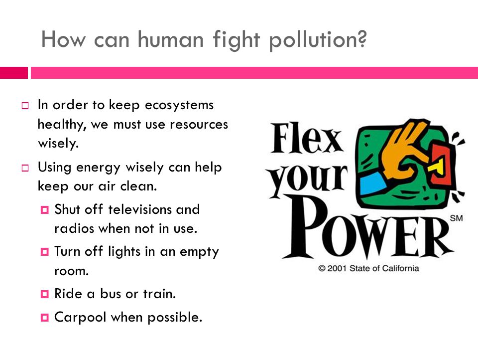How can human fight pollution.  In order to keep ecosystems healthy, we must use resources wisely.
