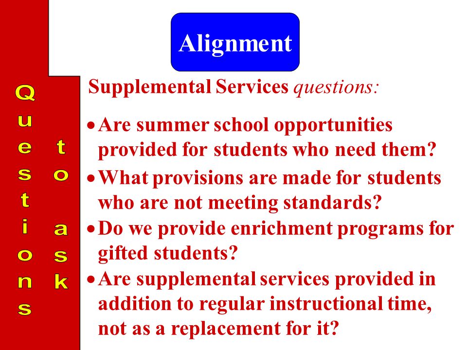 Alignment  Are summer school opportunities provided for students who need them.