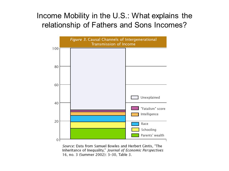 Income Mobility in the U.S.: What explains the relationship of Fathers and Sons Incomes