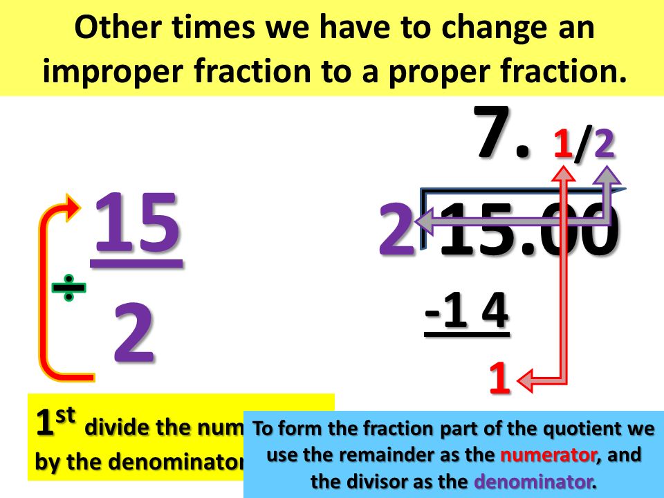 #5) Write each number as an improper fraction
