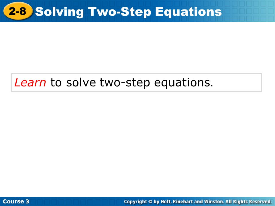 Solving Two Step Equations With Integers Talkchannels Course Solving Two Step Equations 2 8