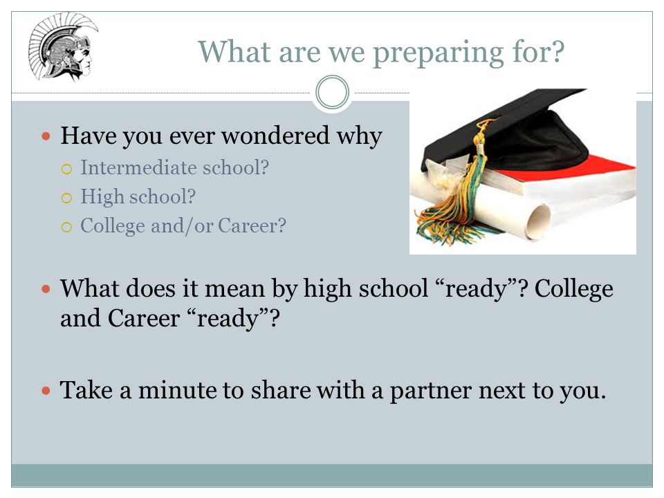 What are we preparing for. Have you ever wondered why  Intermediate school.