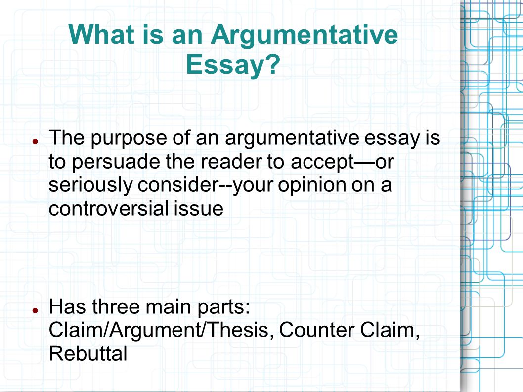 Parts of argumentative essay