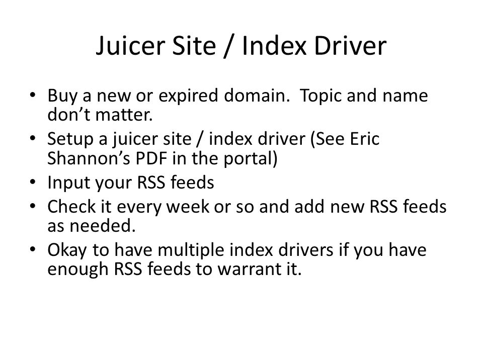 Juicer Site / Index Driver Buy a new or expired domain.