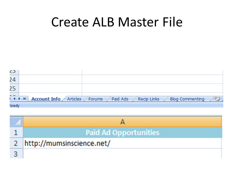 Create ALB Master File