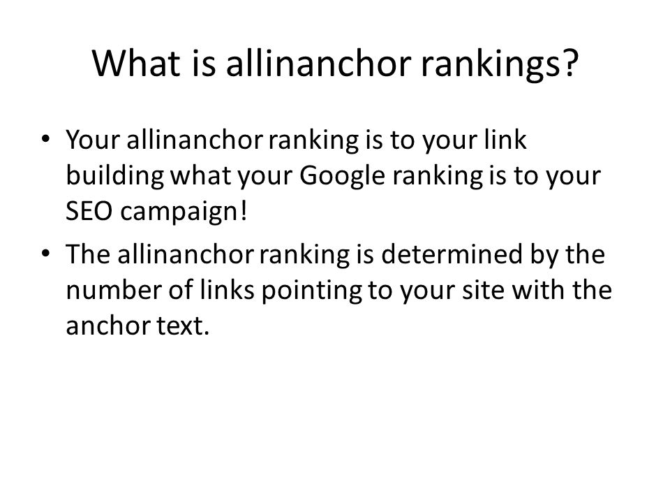 What is allinanchor rankings.