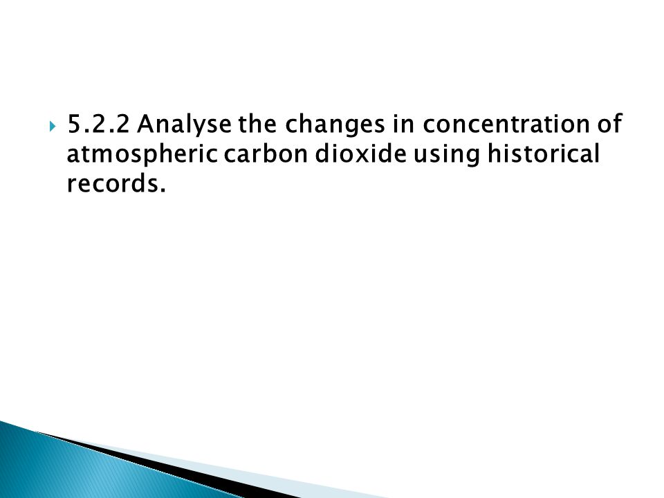 Analyse the changes in concentration of atmospheric carbon dioxide using historical records.