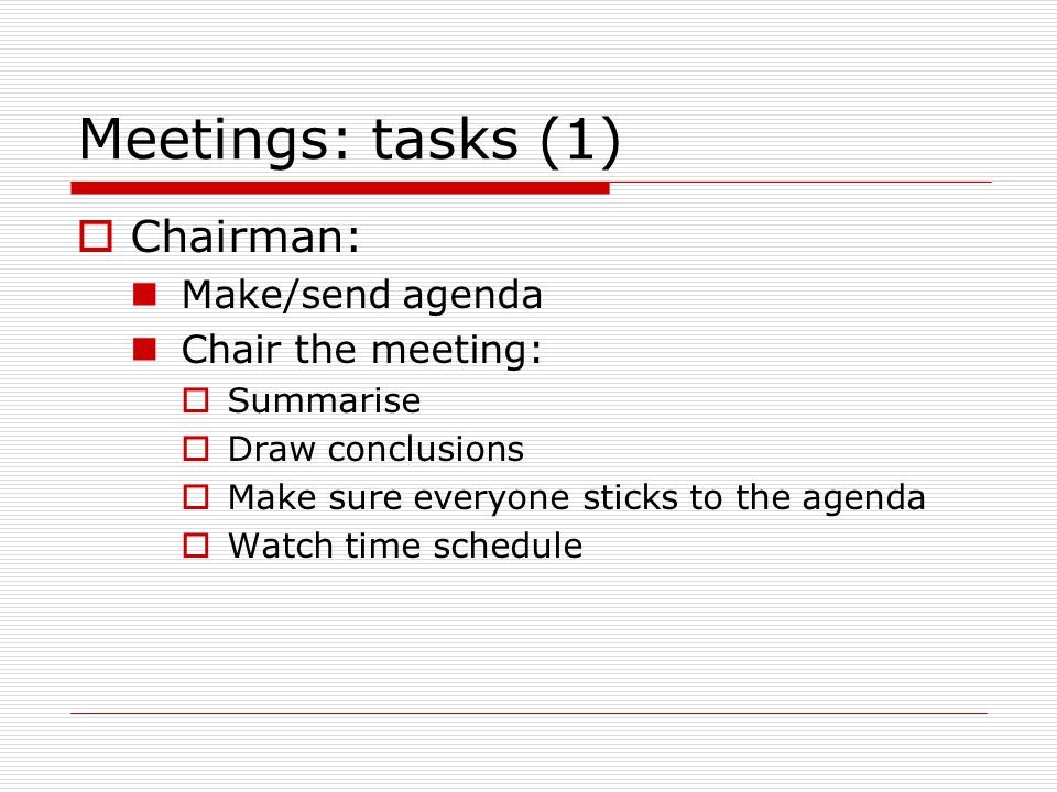 What is the chairman's role in a meeting?