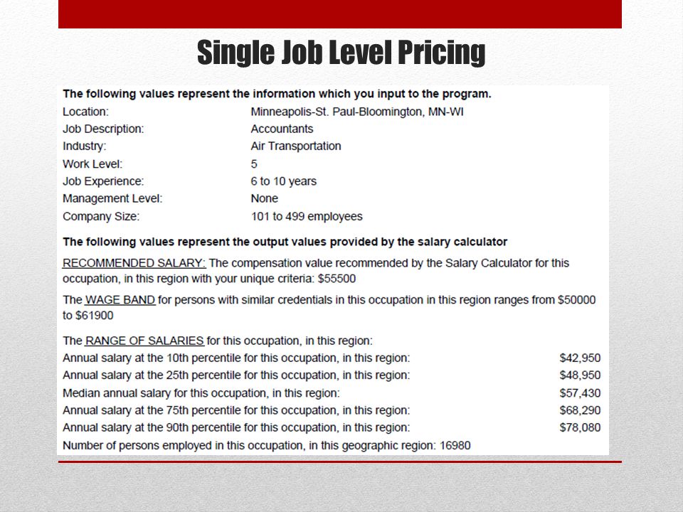 Single Job Level Pricing