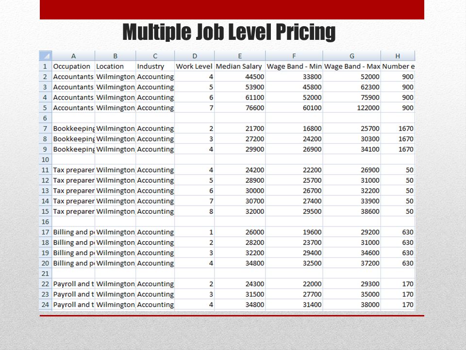 Multiple Job Level Pricing