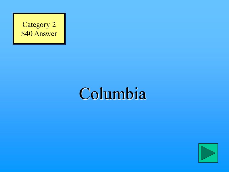 Category 2 $40 Question What is the capital of South Carolina
