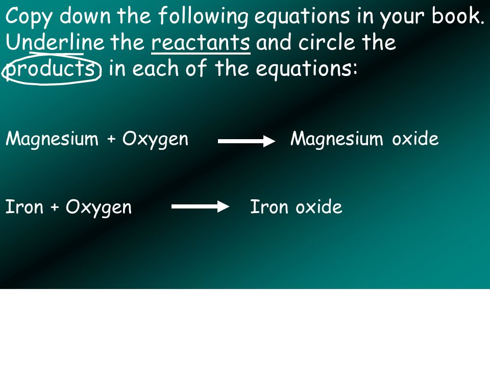 Copy down the following equations in your book.