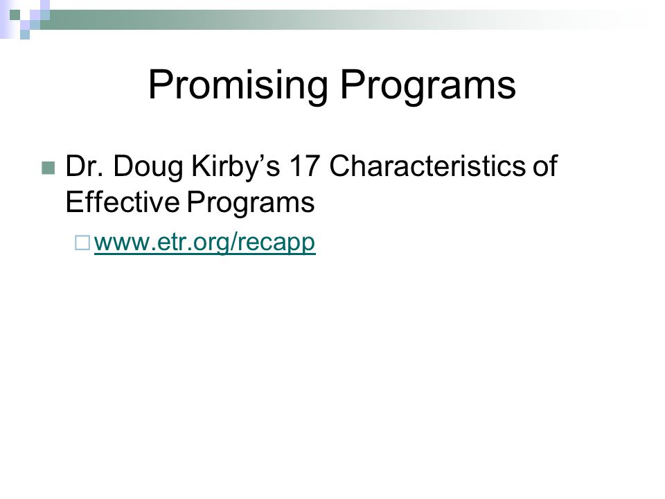 Promising Programs Dr.