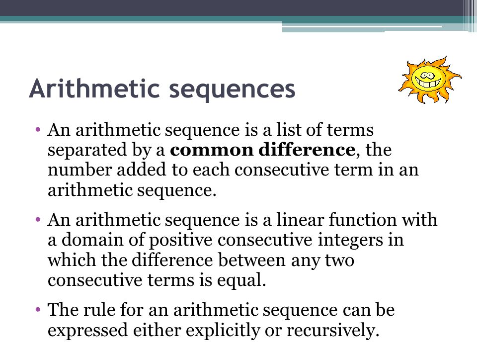 Arithmetic Sequences ~adapted from Walch Education