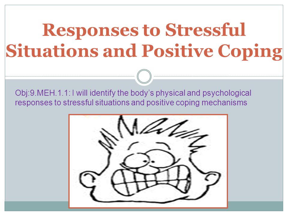 Responses to Stressful Situations and Positive Coping Obj:9.MEH.1.1: I will identify the body’s physical and psychological responses to stressful situations and positive coping mechanisms