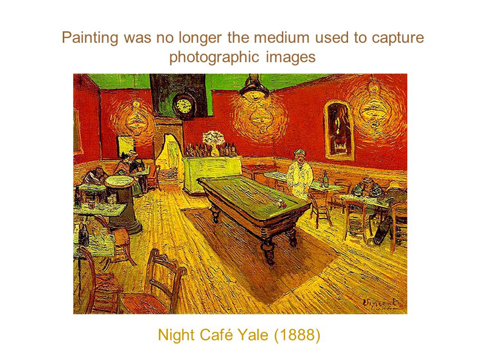 Night Café Yale (1888) Painting was no longer the medium used to capture photographic images