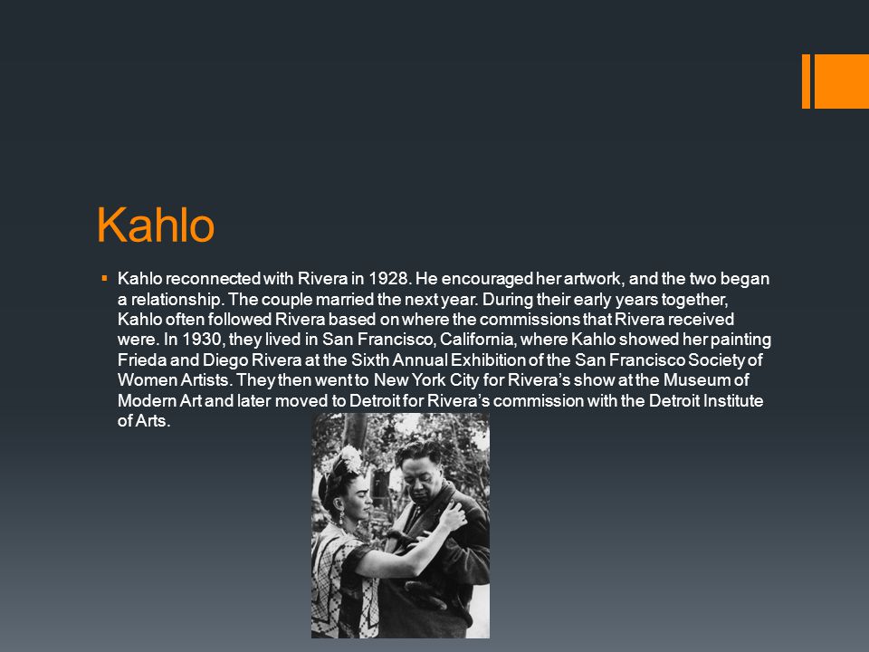 Kahlo  Kahlo reconnected with Rivera in 1928.