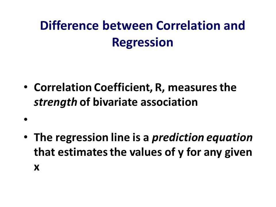 Lecture 16 Correlation And Coefficient Of By Aziza Correlation And Regression Coefficient R Measures The Strength Of Bivariate Association Line Is A Prediction Equation That