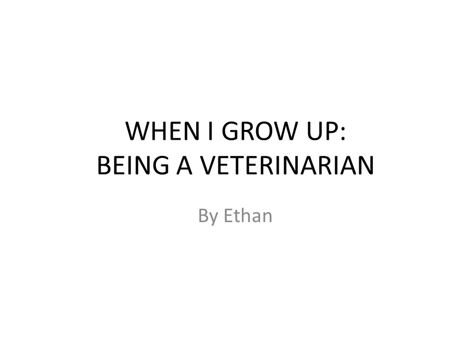WHEN I GROW UP: BEING A VETERINARIAN By Ethan
