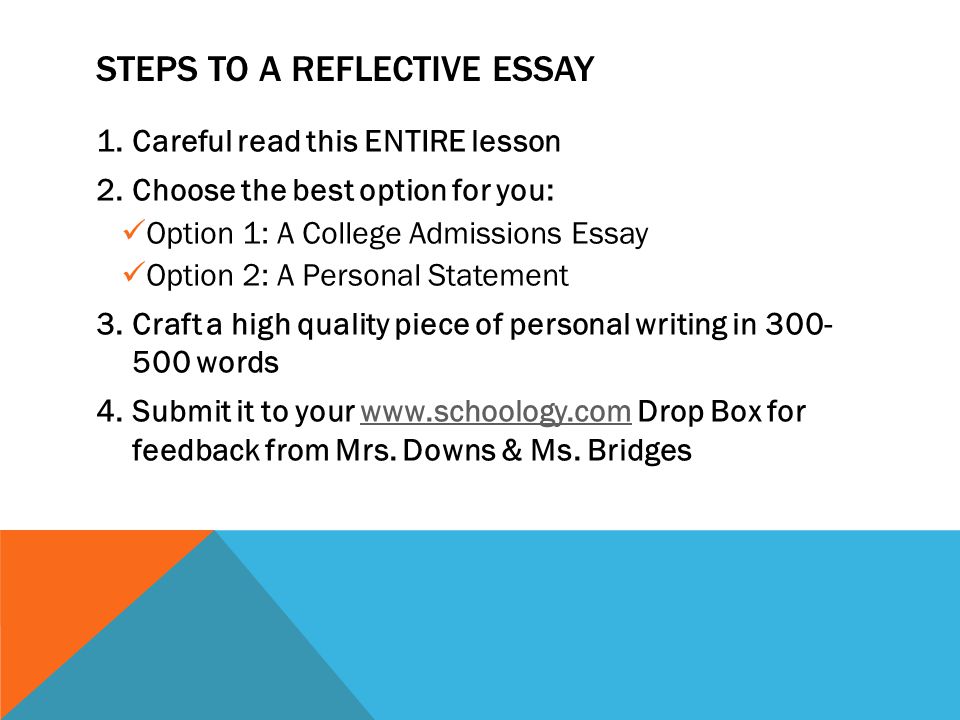 Reflective essay about high school examples