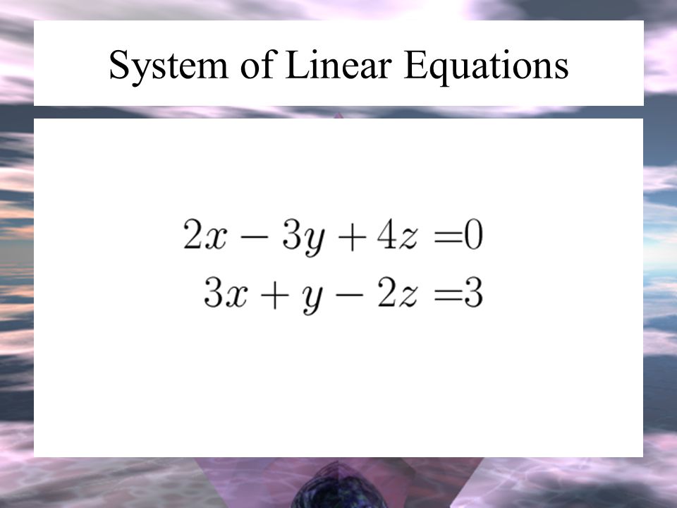 System of Linear Equations