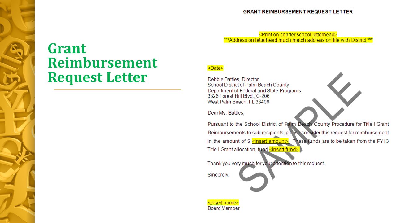 Grant Reimbursement Request Letter