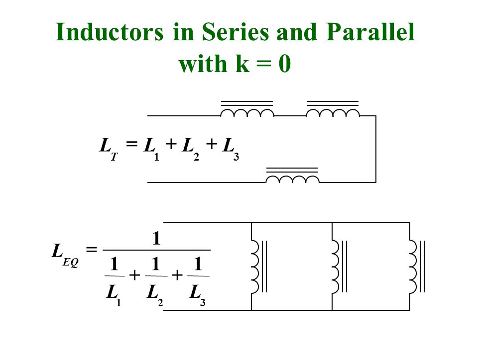 Inductors in Series and Parallel with k = LLLL T  LLL L EQ  