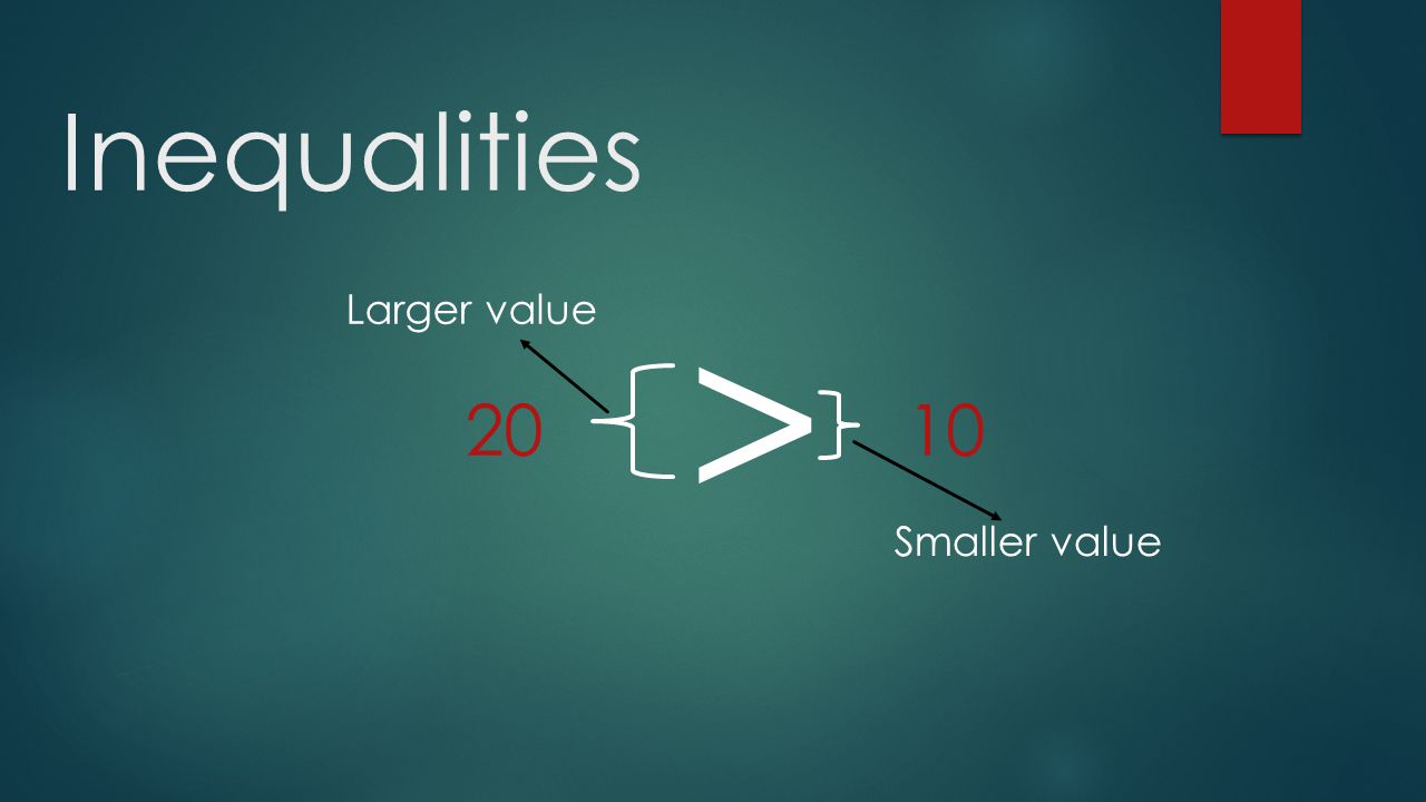 Inequalities < Larger value Smaller value 2010